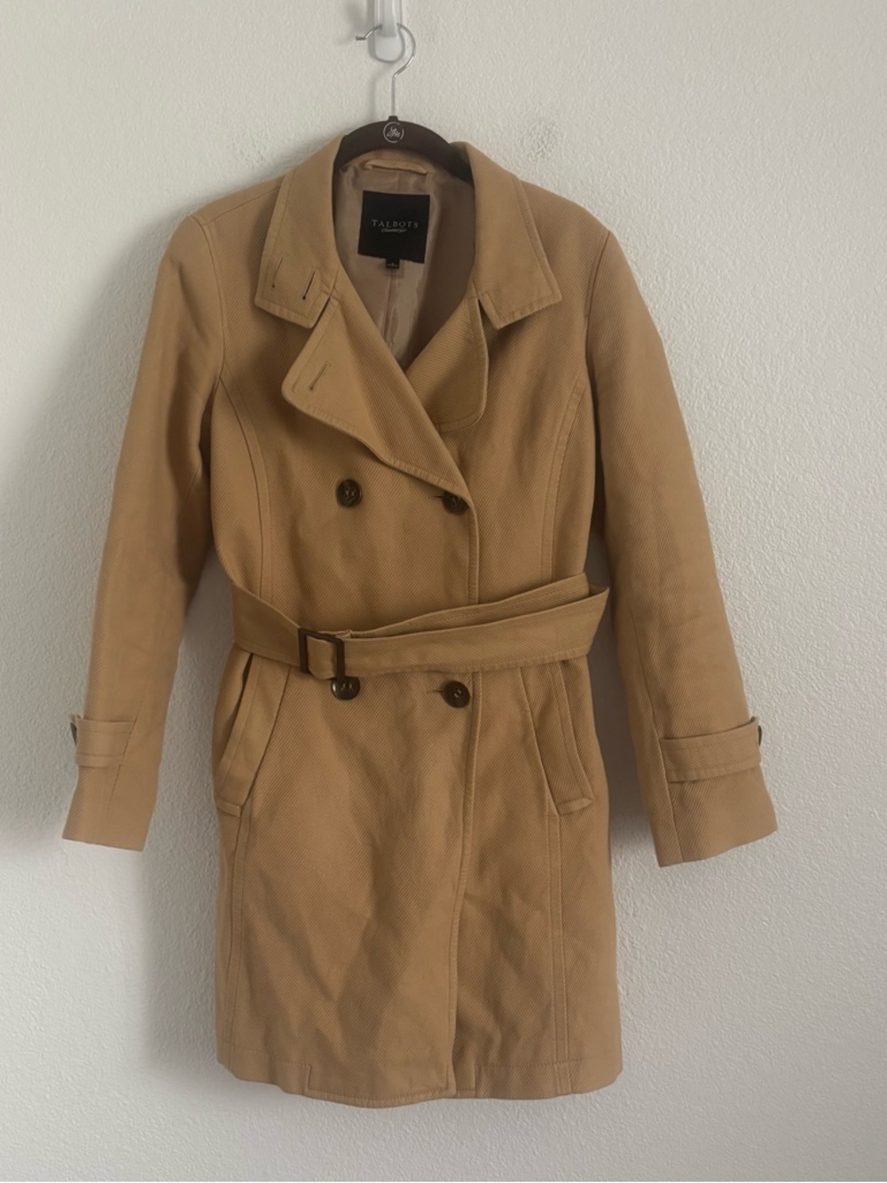 Talbots Women's Size 6 Tan Brown Double Breasted Trench Coat